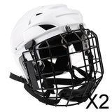 Maxbell 2xAdjustable Ice Hockey Helmet & Face Mask Combo for Men & Women White M