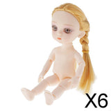 Maxbell 6xMini 16cm 13 Joints Nude Girl Doll Body Model DIY Accessory Blond Hair B