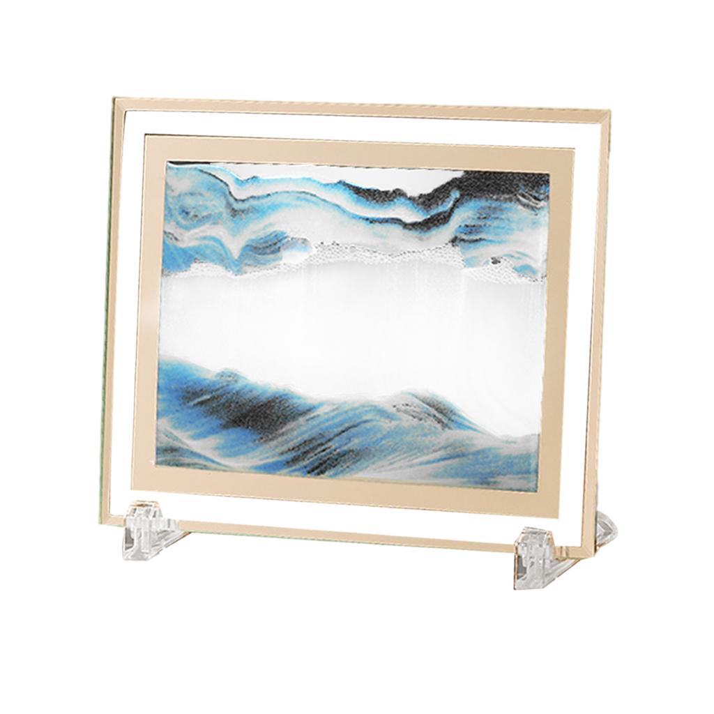 Maxbell Maxbell Moving Dynamic Art Sand Picture Sand Picture Display Ornaments for Desktop Blue 5in