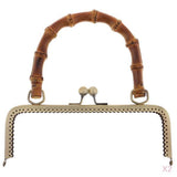 Maxbell 2pcs Bamboo Handle Metal Frame Kiss Clasp Lock for DIY Handbag Purse Bronze
