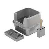 Maxbell Cat Litter Box Stainless Steel Litter Container Bedpan Kitten Litter Pan gray