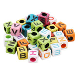 Maxbell Maxbell 200 Pieces 6mm Colorful Letter Beads Kit Alphabet Cubic Bead A-Z Bulk - Acrylic Beads for DIY Bracelets Jewelry Accessories Making (Large Hole, 4mm)