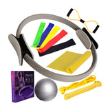 Maxbell 12Pcs Pilates Ring Circle and Ball Kit Portable Stretching Strap for Workout Grey