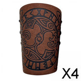 Maxbell 4xArm Bracer Medieval PU Leather Wrist Guard Wristband for Larp Brown