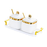 Maxbell Condiment Canister Nordic Food Storage Container Spice Container for Parties 2 jar gold