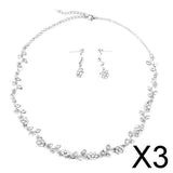 Maxbell 3xBridal Wedding Jewelry Crystal Rhinestone Flower Necklace Earring Set