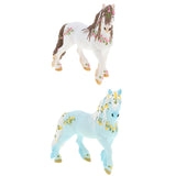 Maxbell 2Pcs Elven Horse with Flower Animal Model Figurines Kids Toy Home Decor