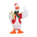 Christmas Duck Statue Display Animal Figurine for Desktop Front Porch Indoor Hold a Star