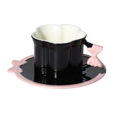 Maxbell Ceramic Coffee Mug for Juice Unique Drinking Cup for Office Kitchen Birthday Black Pink