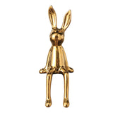 Maxbell 2xRabbit Statues Animal Figures Hallway Easter Bedroom Office Bunny Sculptures gold