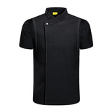 Maxbell 3xChef Coat Jacket Short Sleeve Cafe Restaurant Apparel Pub Unisex Uniform Black L