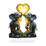 Maxbell 2D Elephant Couple Decoration Desktop Ornament for Cabinet Shelf Dining Room