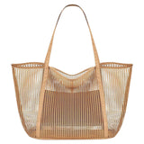 Maxbell Maxbell Mesh Beach Tote Bag Large Capacity Storage Bag for Shopping Vacation Camping Khaki