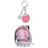 Maxbell Travel Bird Parrot Cage Carrier with Stand Perch Cup w/Key Ring Pendant Pink