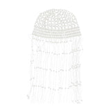 Maxbell Tassel Pearl Headpiece Flapper Bridal Tassel Cap for Parties Wedding Cosplay