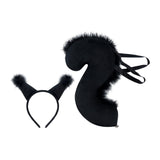 Maxbell Squirrel Ears and Tail Set Cosplay Hair Hoop for Performance Party Role Play Black