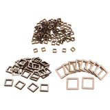 Maxbell 140 Pieces Unfinished Wood Hollow Square Wooden Pieces for Craft 10/20/40mm