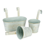 Maxbell 3 Pieces Hanging Flowerpots Rail Planters for Farmhouse Patio Indoor Outdoor Beige