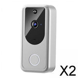 2xSmart Video Doorbell Wireless Intercom Two Way Audio Cloud Storage Silver