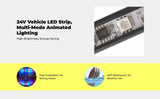 Light-emitting diode Grille Light Strip, Colorful Flowing Lights, Waterproof, Vehicle Decoration Colorful 12 Modes 100cm