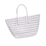 Maxbell Womens Woven Tote Bag Lightweight Summer Beach Handbag for Vacation Shopping White