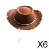 Maxbell 6xFelt Cowboy Hat Cowgirl Hats with Wind Lanyard Sunhat for Holiday Dress up Brown
