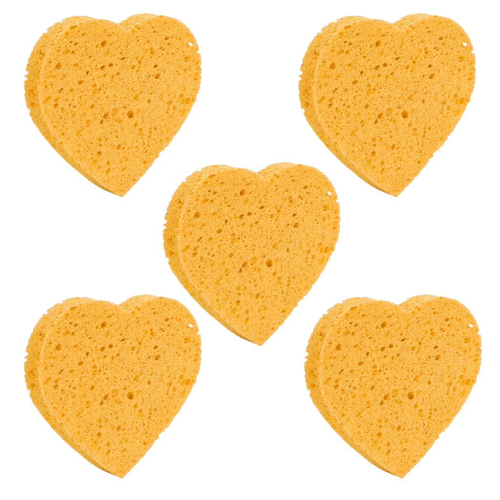 Maxbell Maxbell 5x Heart Shaped Face Cleansing Sponge Washing Pad Makeup Removal Puff Yellow