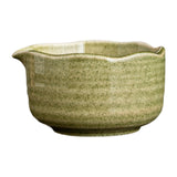 Maxbell Ceramic Matcha Bowl with Spout Mixing Bowl for Kitchen Tea House Dining Room Grass Green