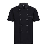 Maxbell 3xUnisex Chef Coat Jacket Catering Kitchen Short Sleeve Chef Wear L Black