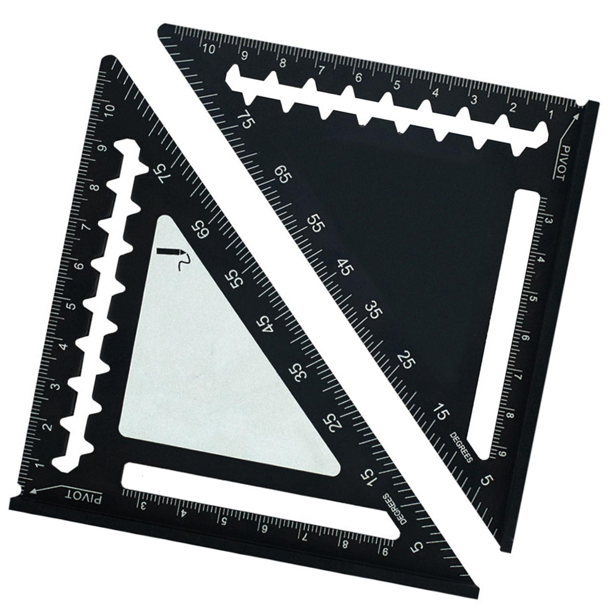 Maxbell 45/90 Degree Triangle Ruler DIY Wear Resistant Professional Carpenter Square Black