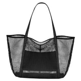 Maxbell Maxbell Mesh Beach Tote Bag Large Capacity Storage Bag for Shopping Vacation Camping Black