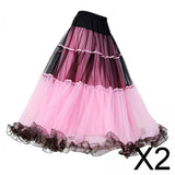 Maxbell 2xClassical Ballroom Dance Skirt Clothing Big Swing Spanish Skirts Dancewear Pink