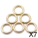 Maxbell 7x6Pcs Backpack Plated Alloy Round Spring Snap Hooks Clip Keychain Ring Gold