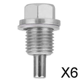 Maxbell 6xM14X1.5 Anodized Magnetic Engine Oil Pan/Transmission Drain Plug Silver
