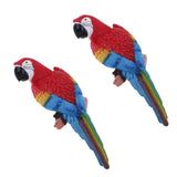 Maxbell 2x Realistic Parrot Resin Bird Animal Ornament Hanging 31cm Look Left Red