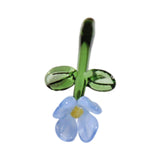 Maxbell Mini Glass Flower Small Home Decoration Ornament Gifts for Summer Table Home Blue