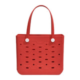 Maxbell Beach Tote Bag Washable Holes Pouch Beach Storage Basket Beach Swimming Pool red