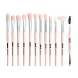 Maxbell Maxbell 12Pcs Eye Makeup Brush Set for Eyeshadow Eyebrow Eyeliner Silver Pink