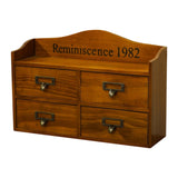 Wooden Drawer Organizer Decorative Cabinet Office with 4 Drawers Storage Box Brown