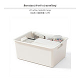 Maxbell Under Bed Storage Box with casters, 15.6L Large Capacity Drawer Organizer, Plastic Stackable Bin, ivory, for Bedroom, ivoryice, Desk, Closet Wide Lid Large