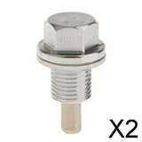 Maxbell 2xM12X1.25 Anodized Magnetic Engine Oil Pan Drain Bolt Plug for    Silver