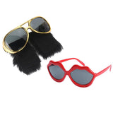 Maxbell 2 Novelty Red Lips Sunglasses Beard Glasses 70s Disco Costume