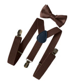Maxbell 2xMens Suspenders with Bow Tie Y Back Braces for Formal Wear Halloween Cosplay Brown