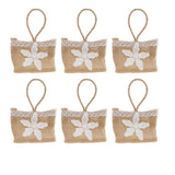 Maxbell 6pcs Flower Linen Burlap Sack Sweets Bags with Handle Wedding Gift Favor - Aladdin Shoppers