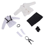 Maxbell 1:12 Scale Schoolgirl Uniform Suit for 1/12 Action Figures BJD Doll Dress up Black