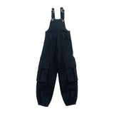 Maxbell 1/6 Scale Bib Overalls Mini Long Pants with Pocket for 12in Figures Dress up gray