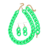 Necklace Bracelet Earrings Set Acrylic Link Chain Matte Chunky Chain Jewelry Green