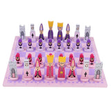 3x Wooden International Chess Game Chessman Checker Chess Pieces Gift Pink