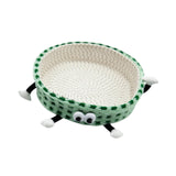 Cotton Rope Woven Cat Bed Basket Cute Pet Bed for Small Dogs Small Pets Rest Green