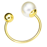Maxbell Fashion Button Brooch Spiral Buckle Shawl Clothing Collar Clip Gold+Pearl